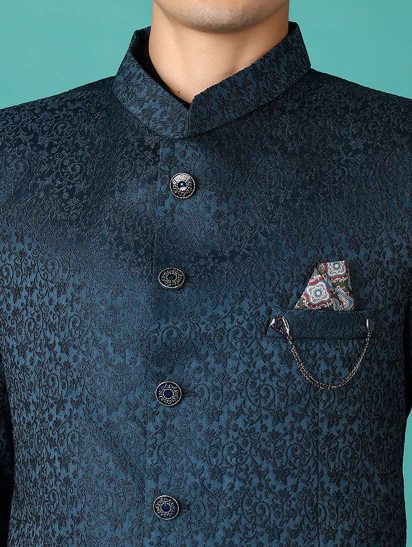 men teal self design single breasted casual blazer - 21578542 -  Standard Image - 5