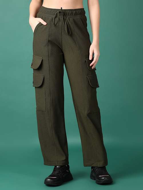 women mid rise solid cargo