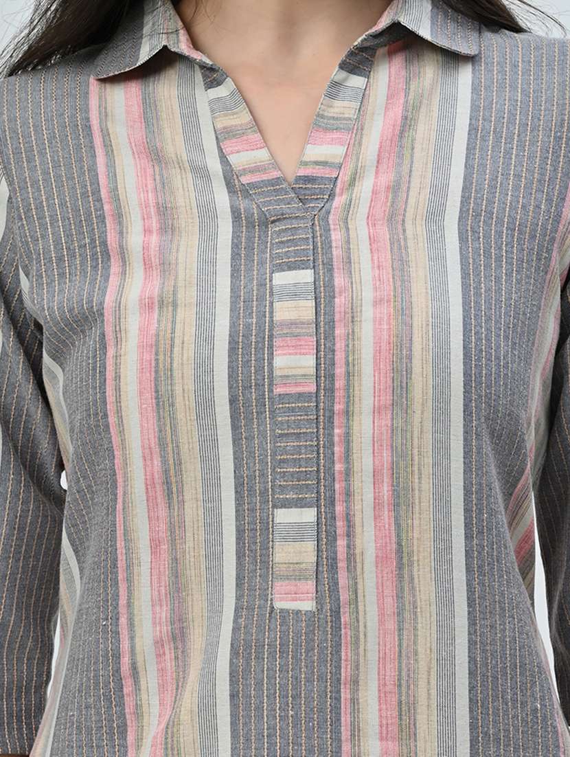 women striped multi colored kurta palazzo set - 21578651 - Standard Image - 5