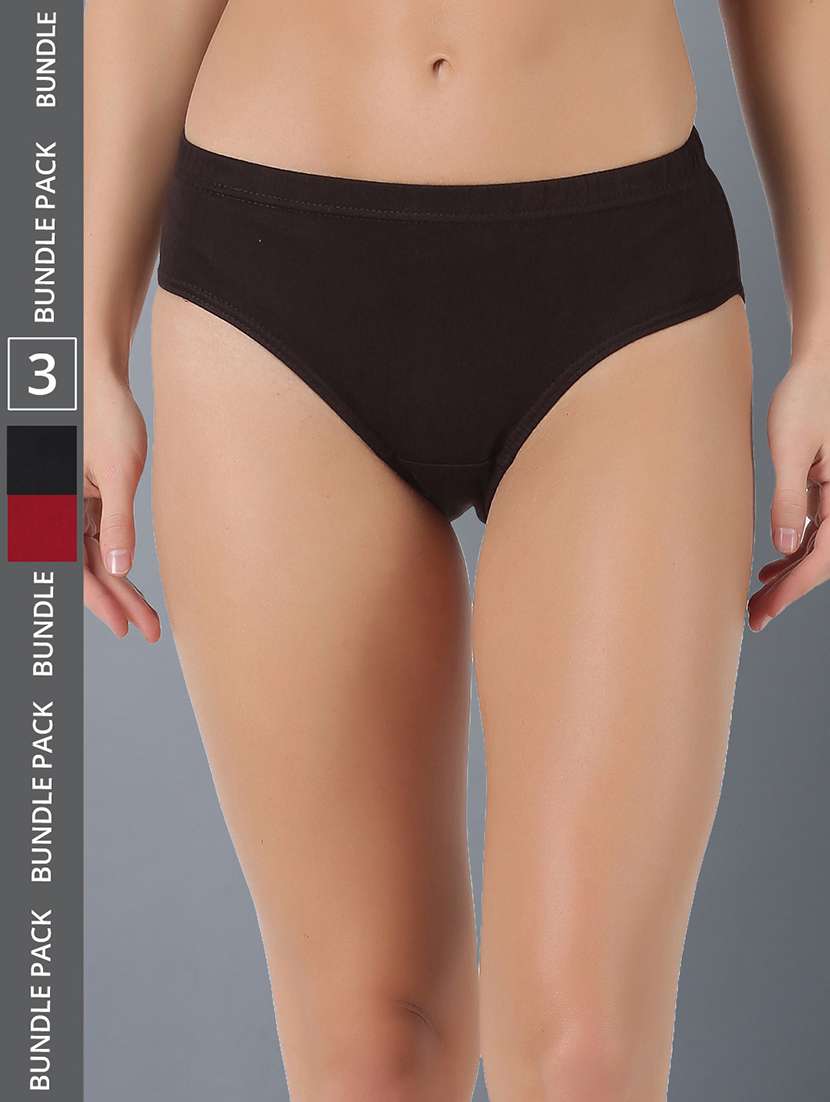women solid cotton panty combo