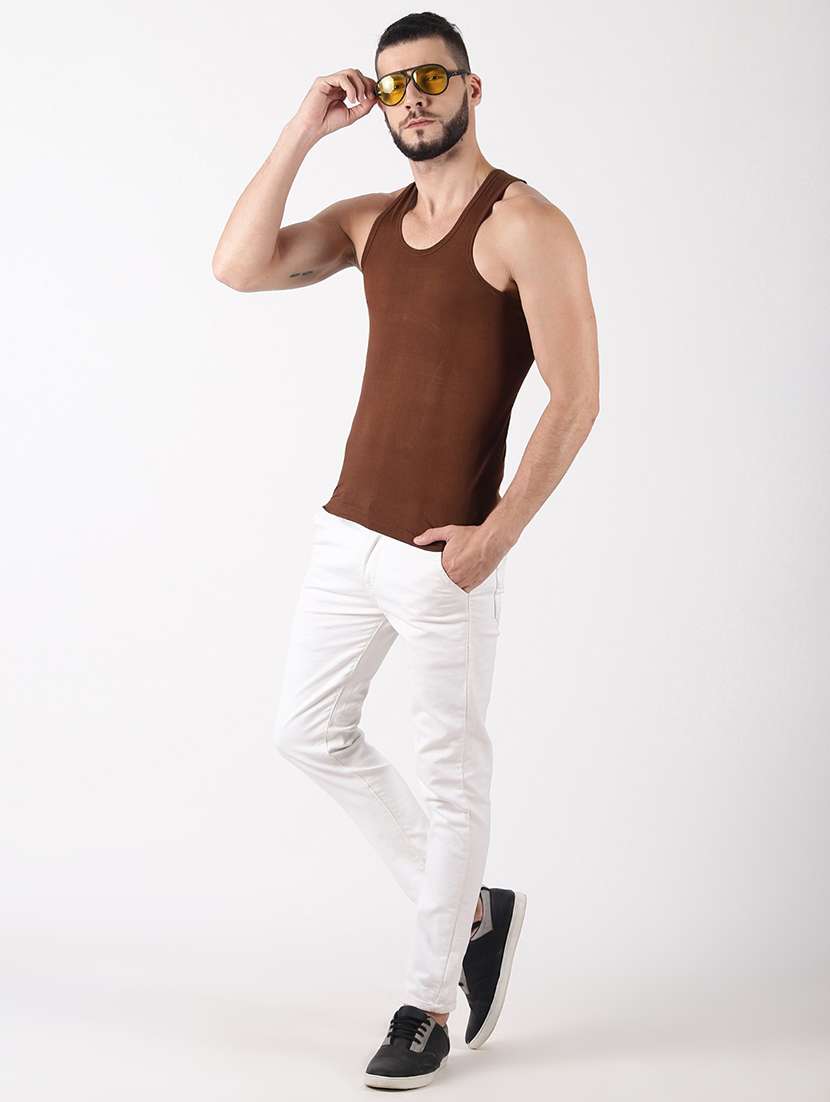 men pack of 2 solid sleeveless vest - 21578993 -  Standard Image - 3