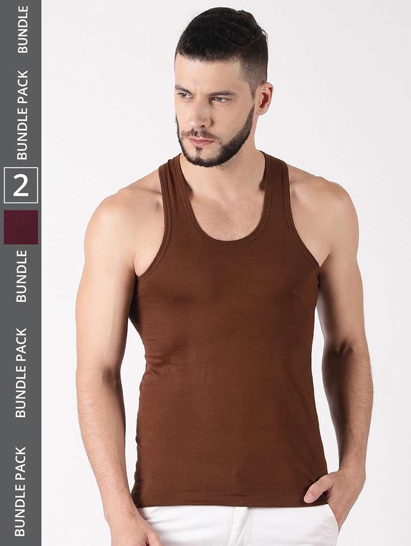 men pack of 2 solid sleeveless vest