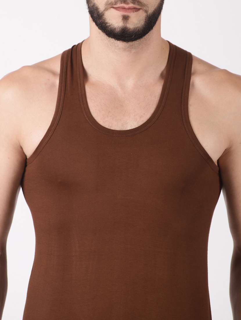 men pack of 4 solid sleeveless vest - 21579008 -  Standard Image - 3