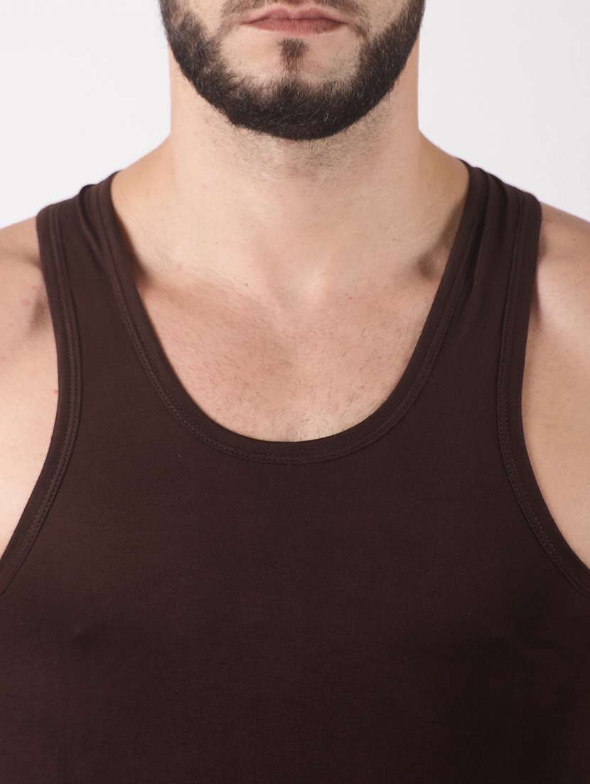 men pack of 5 solid sleeveless vest - 21579015 -  Standard Image - 3