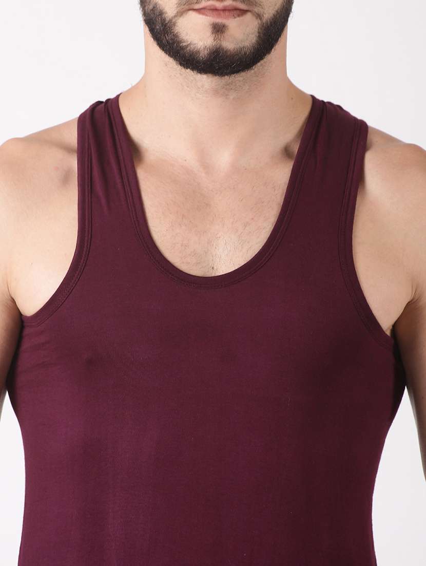 men pack of 5 solid sleeveless vest - 21579016 -  Standard Image - 3