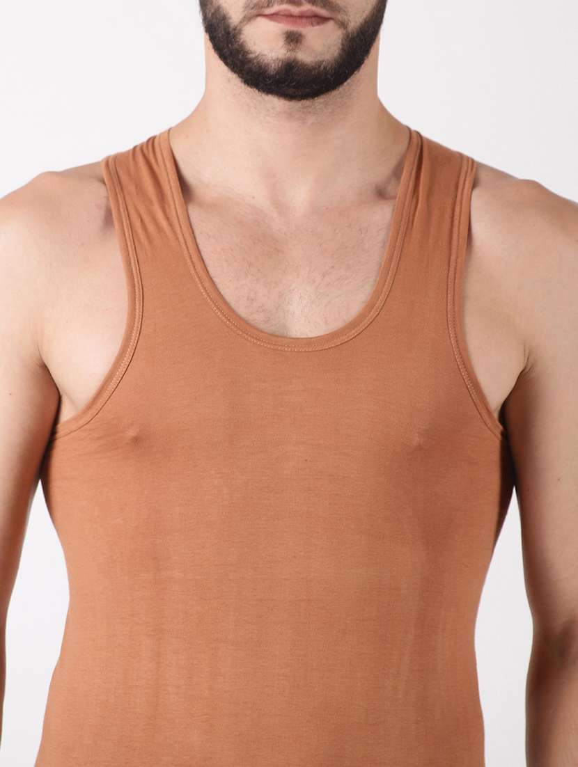 men pack of 5 solid sleeveless vest - 21579017 -  Standard Image - 3