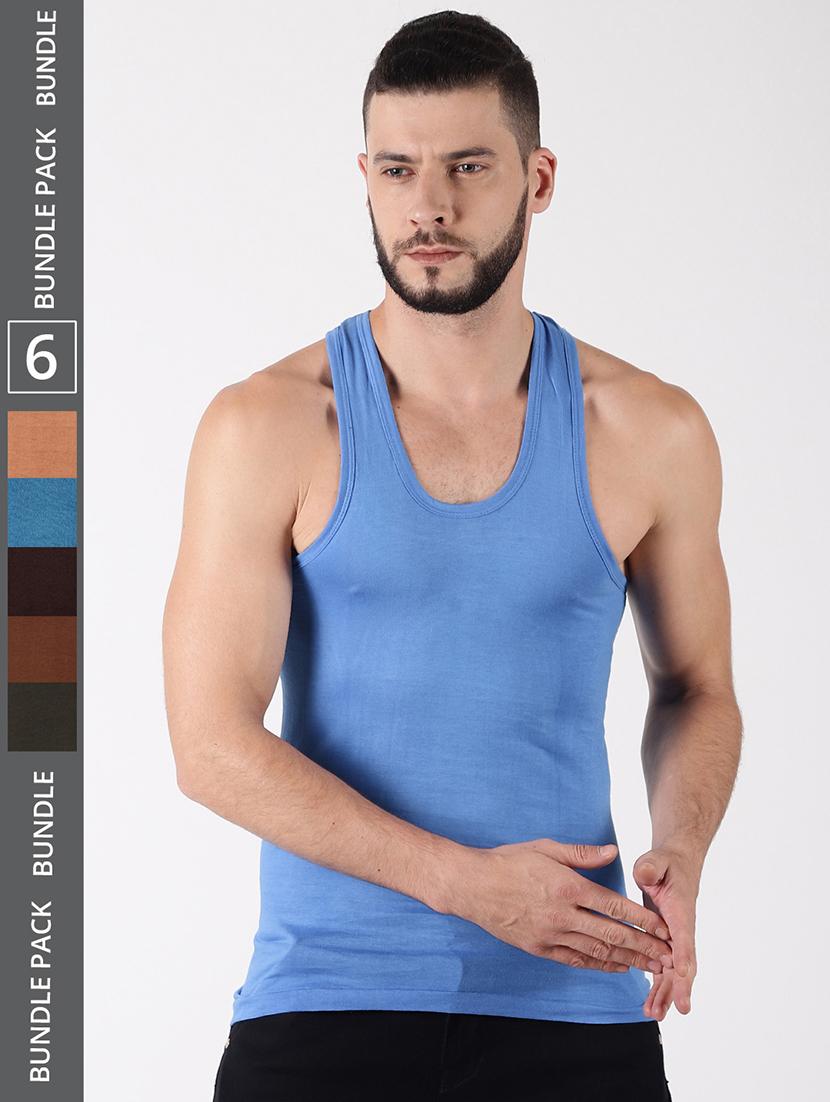 men pack of 6 solid sleeveless vest - 21579019 - Zoom Image - 0