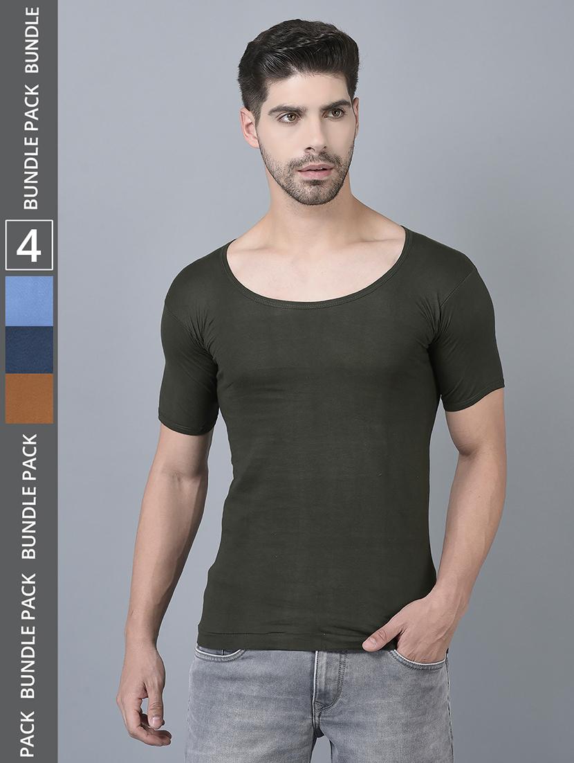 men pack of 4 solid half sleeve vest - 21579059 -  Zoom Image - 0