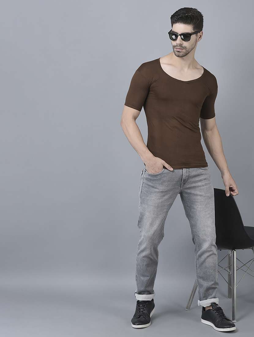 men pack of 7 solid half sleeve vest - 21579072 -  Standard Image - 3