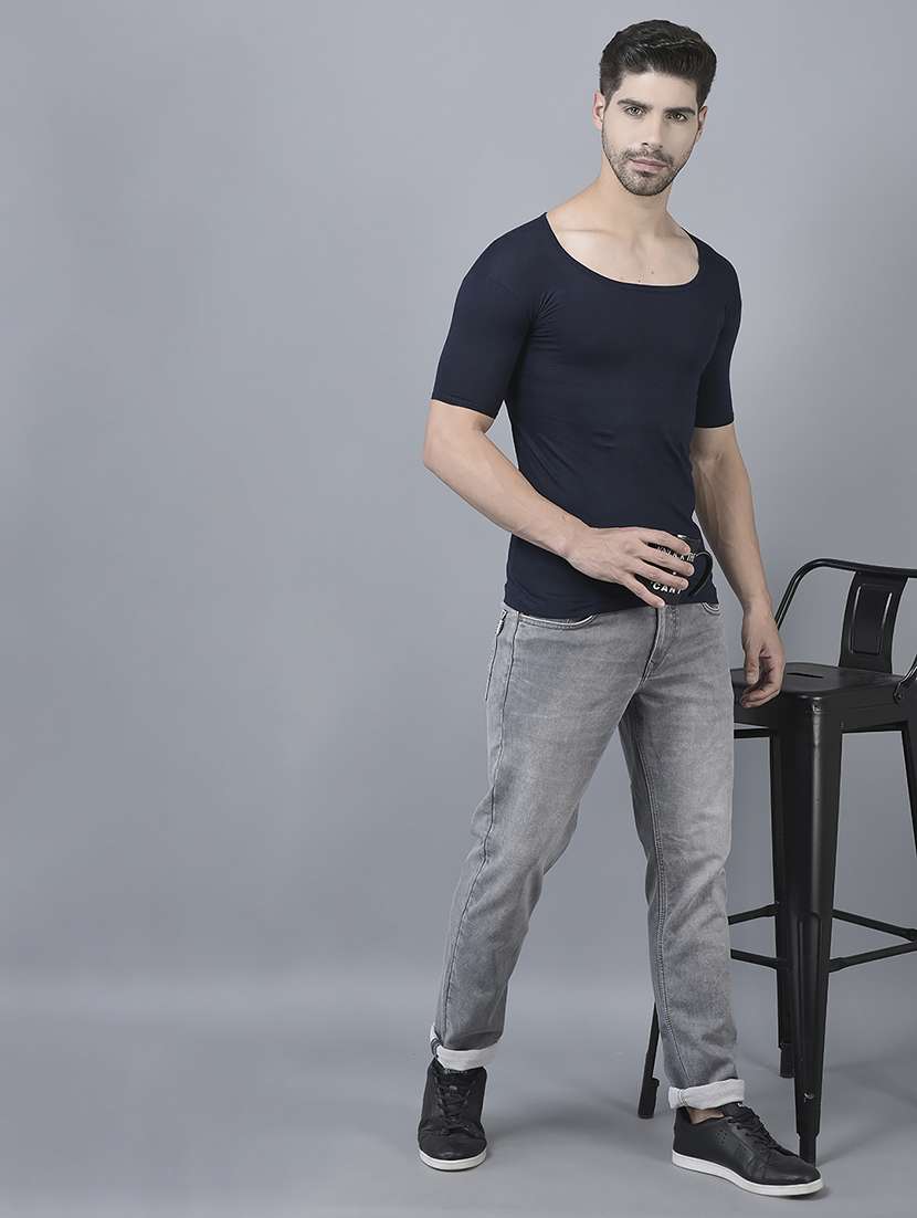 men pack of 8 solid half sleeve vest - 21579076 -  Standard Image - 3