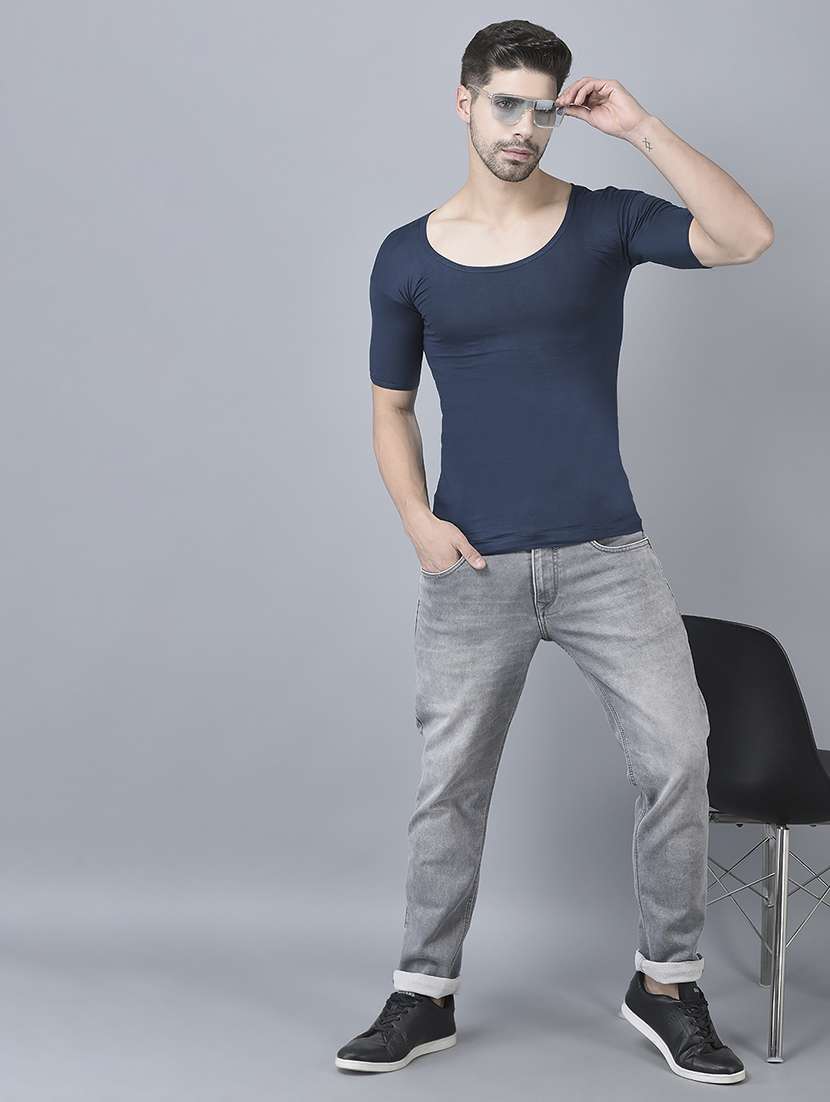 men pack of 9 solid half sleeve vest - 21579079 -  Standard Image - 3