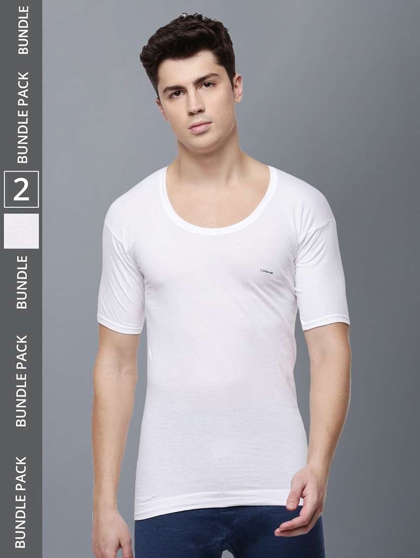 men pack of 2 solid half sleeve vest