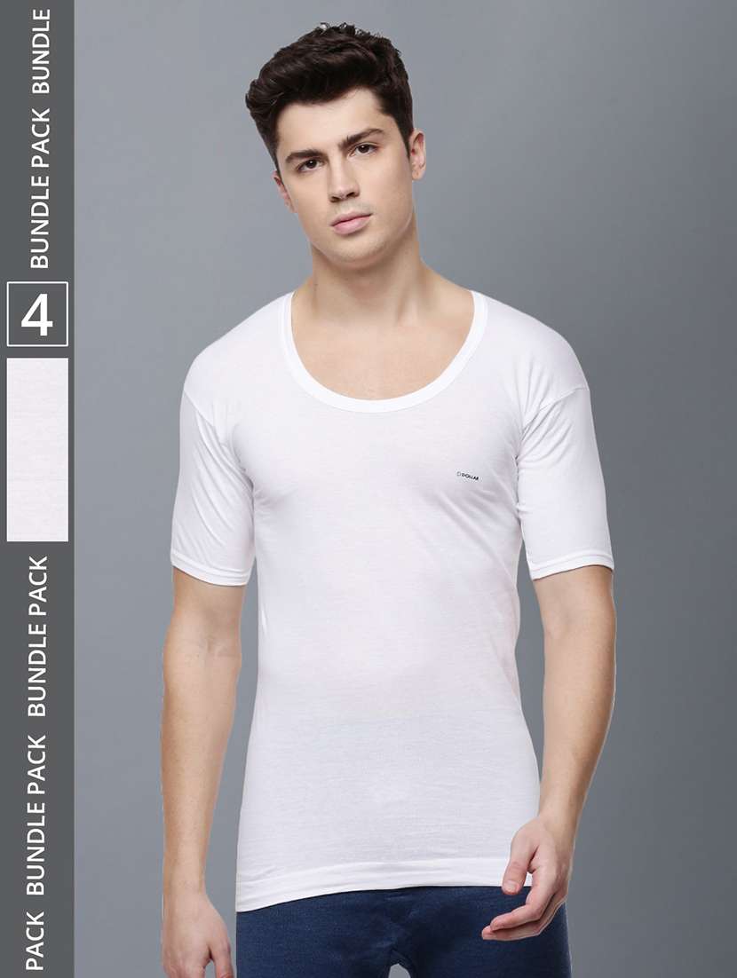 men pack of 4 solid half sleeve vest