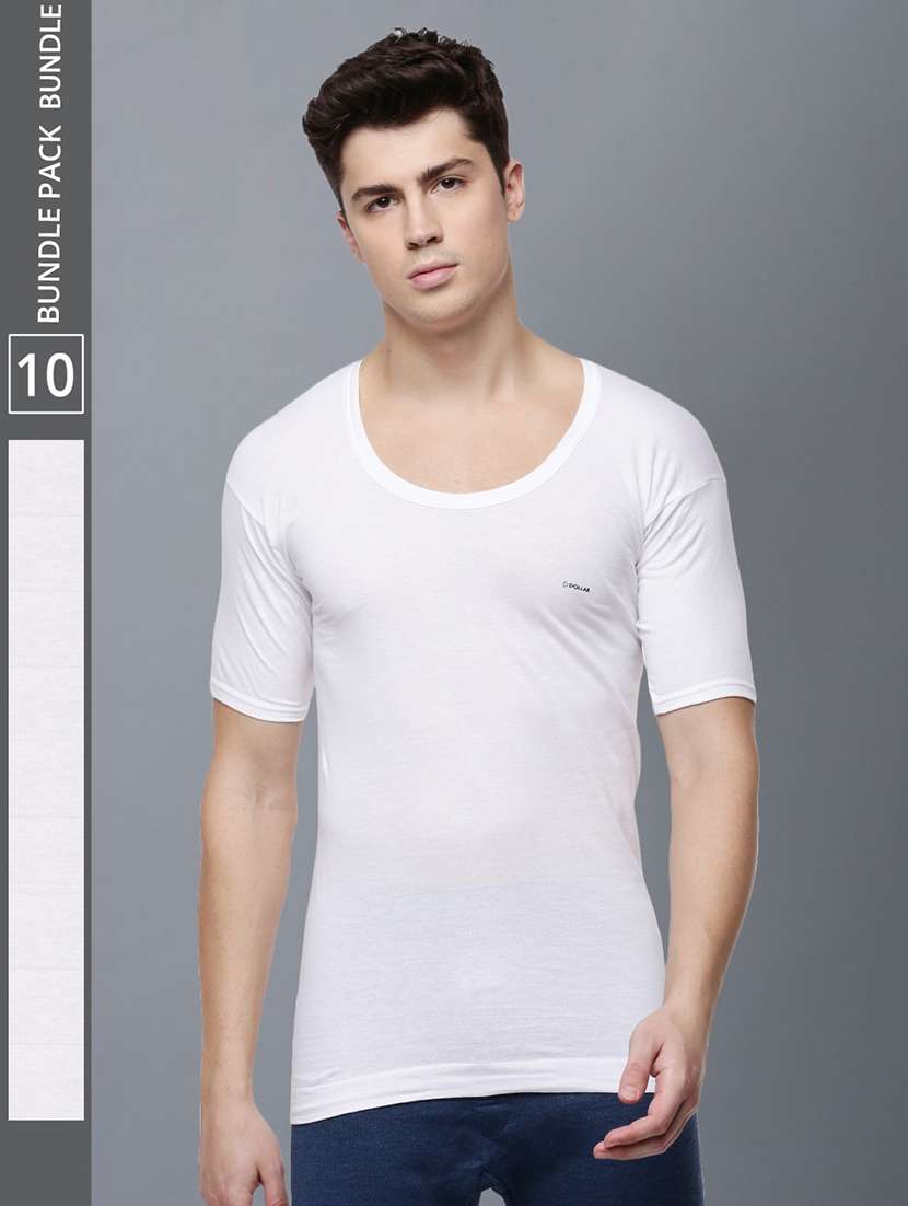 men pack of 10 solid half sleeve vest - 21579089 - Zoom Image - 0