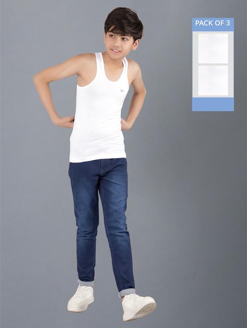 boys pack of 3 solid vest - 21579120 -  Standard Image - 0