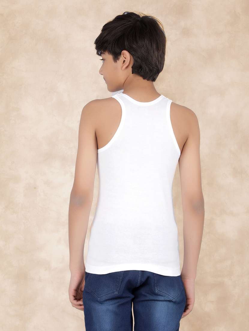 boys pack of 5 solid vest - 21579122 - Standard Image - 3