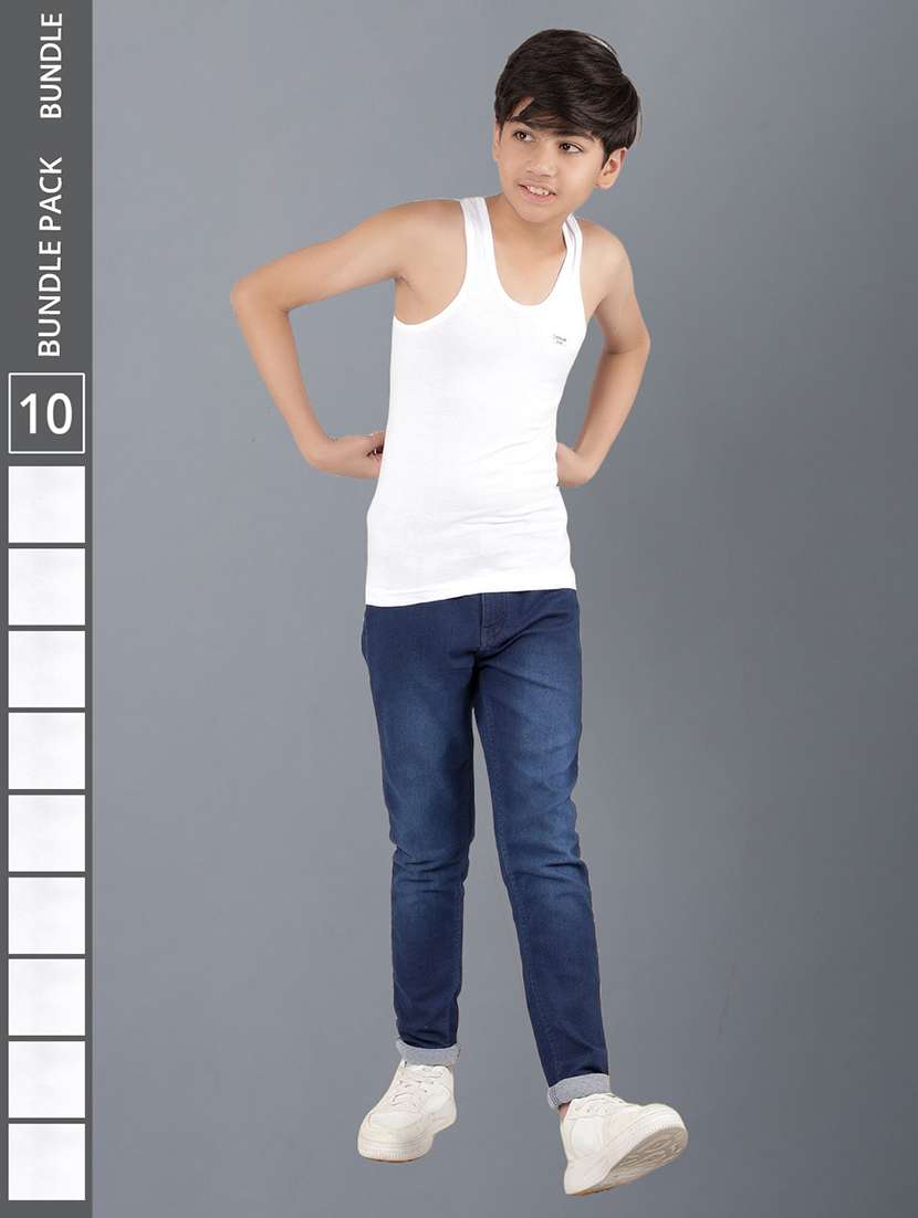 boys pack of 10 solid vest