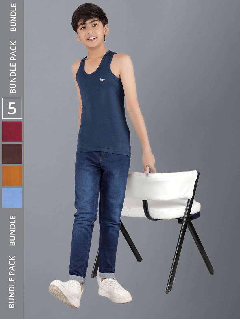boys pack of 5 solid vest
