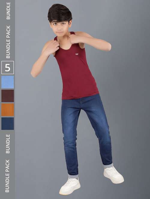 boys solid sleeveless vest combo - 21579136 -  Standard Image - 0