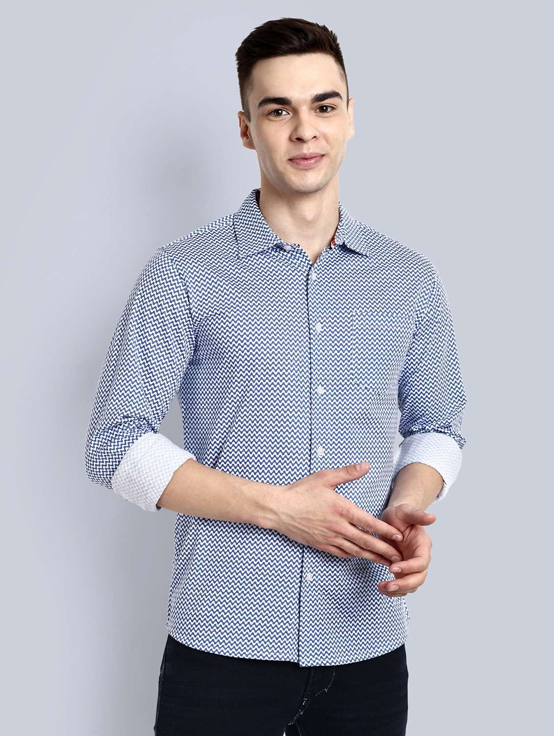 men printed long sleeve casual shirt - 21579526 - Zoom Image - 0