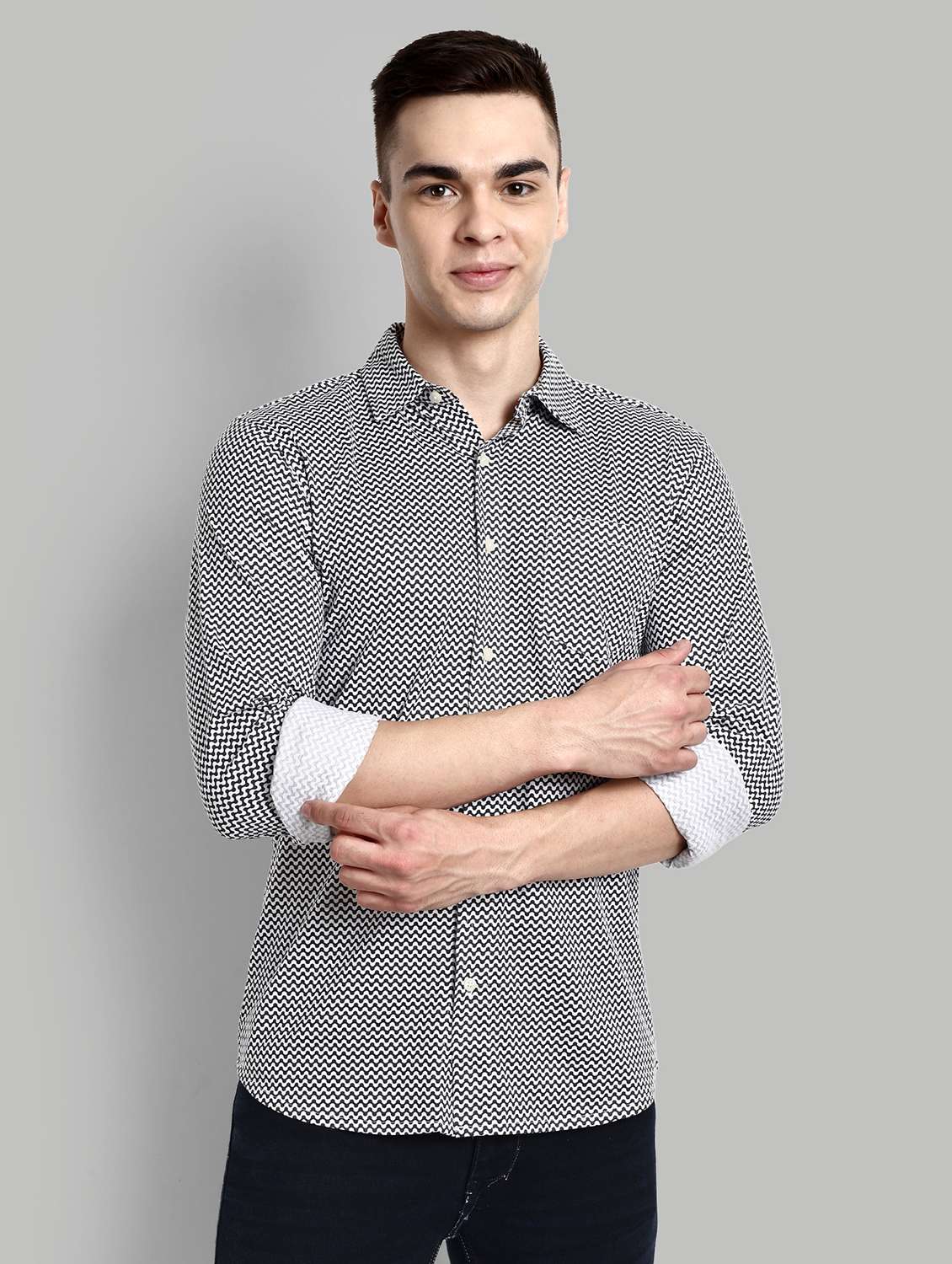 men printed long sleeve casual shirt - 21579527 -  Zoom Image - 0