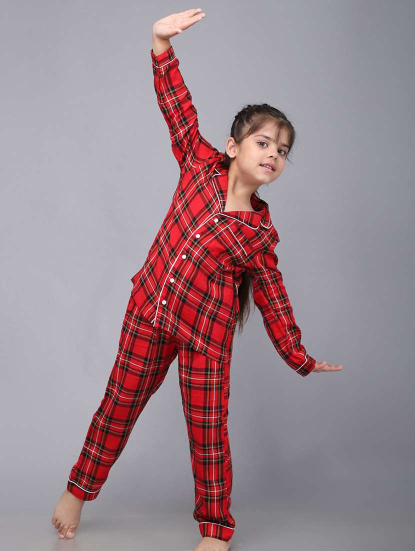 girl checks nightwear pyjama set - 21579554 -  Standard Image - 3