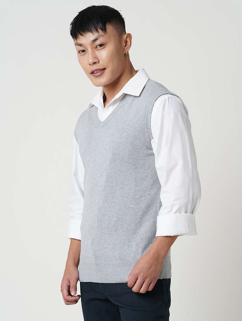 men v neck solid sleeveless pullover