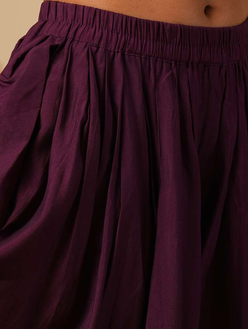 globus women purple floral sequinned & embroidered yoke a-line peplum top with dhoti pants fusion co-ord set - 21579824 - Standard Image - 5