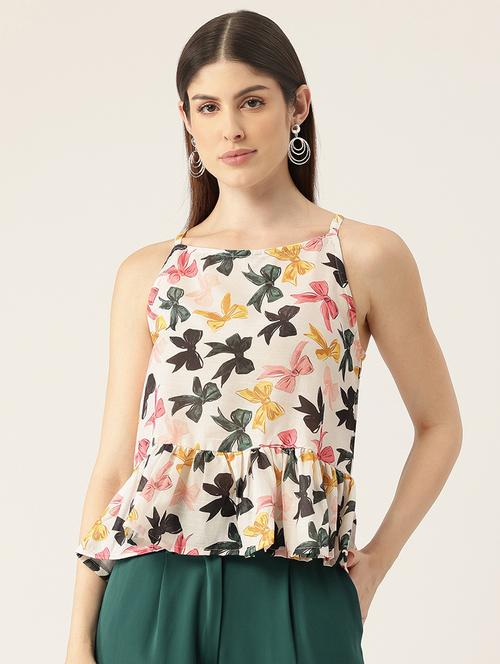 women printed sleeveless peplum top - 21579973 -  Standard Image - 0