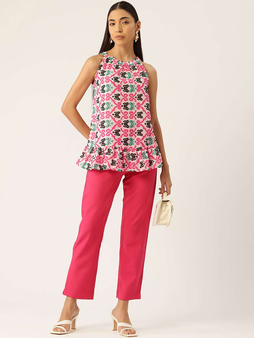 women printed halter neck tiered top - 21579975 - Standard Image - 3