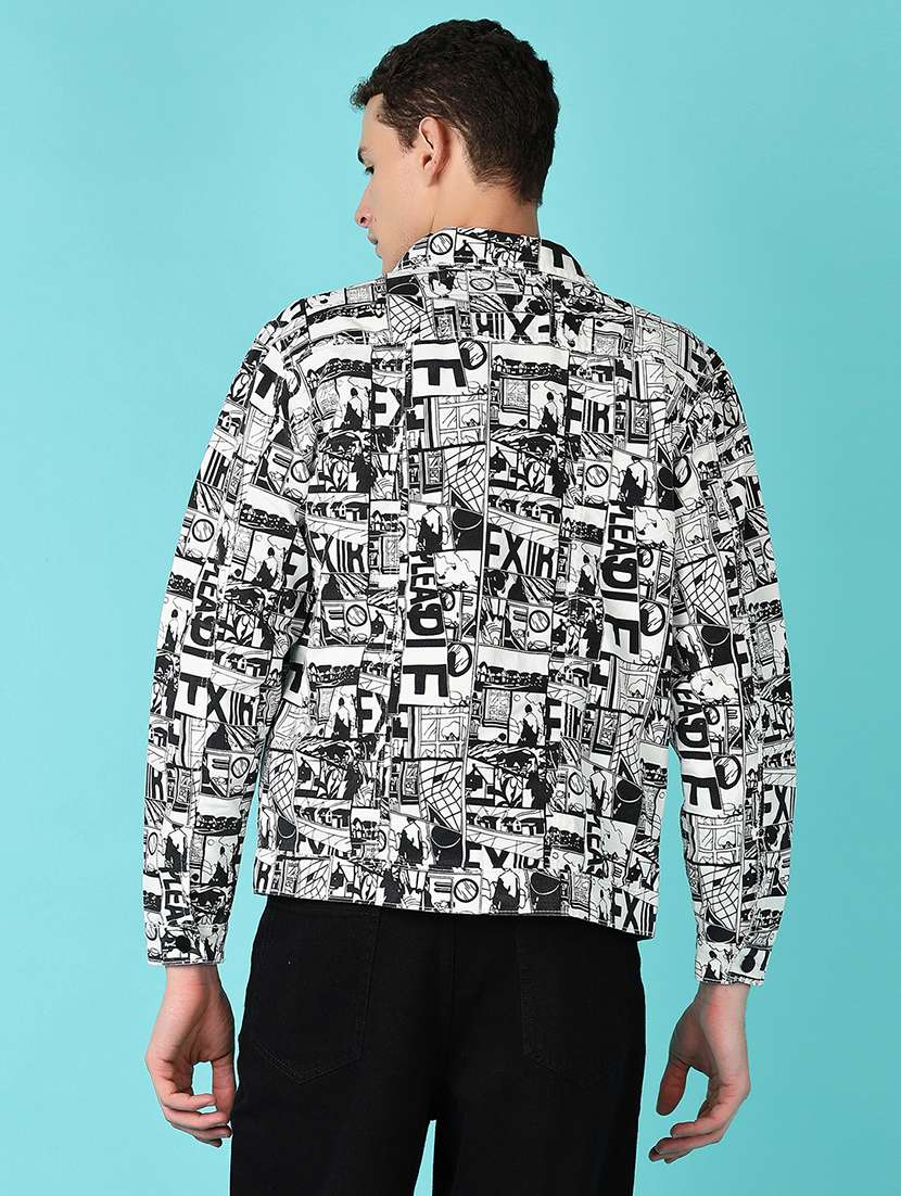 men white printed long sleeve jacket - 21580057 -  Standard Image - 3