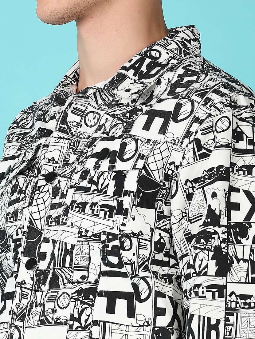 men white printed long sleeve jacket - 21580057 -  Standard Image - 5