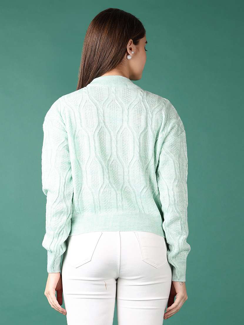 women self design long sleeve cropped pullover - 21580061 -  Standard Image - 3