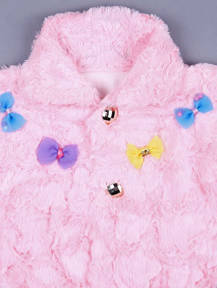 girls pink solid long sleeve coat - 21580071 -  Standard Image - 3