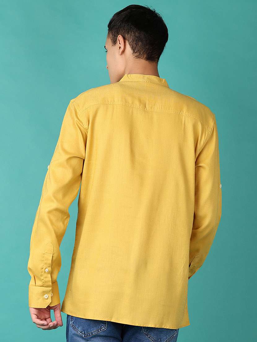 men solid long sleeve short kurta - 21580089 - Standard Image - 3