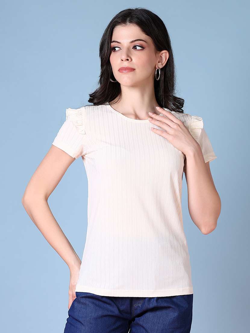 women solid short sleeve regular top
