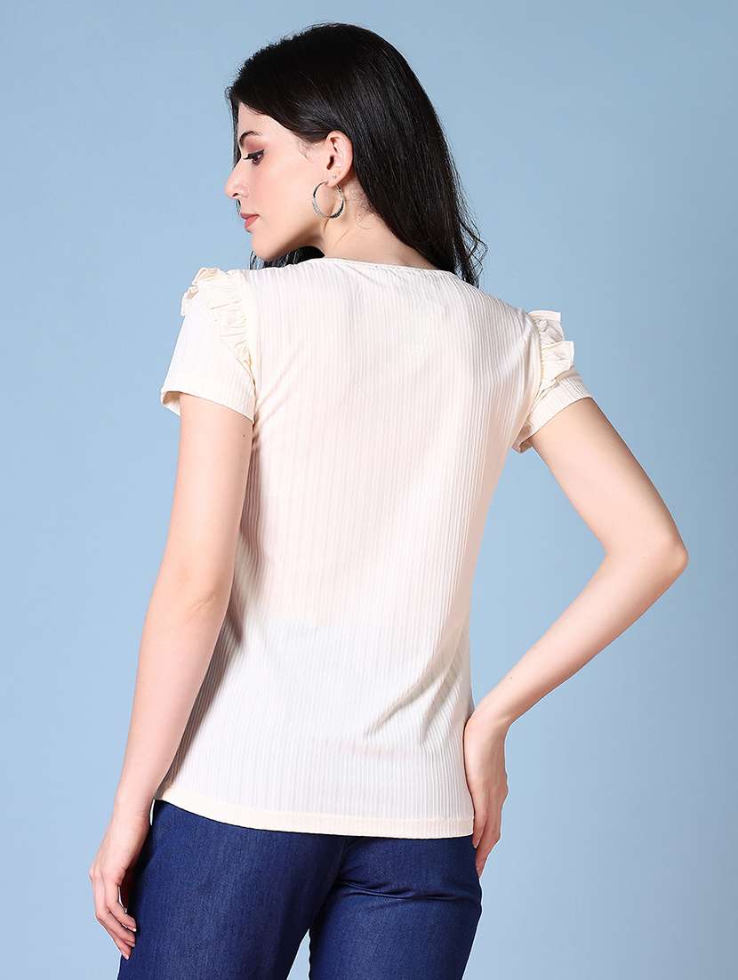 women solid short sleeve regular top - 21580099 - Standard Image - 3