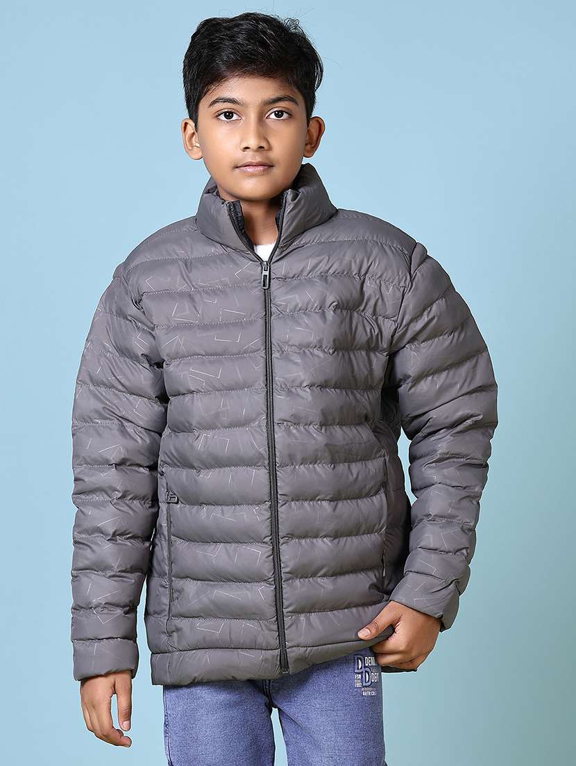 boys solid long sleeve quilted jacket
