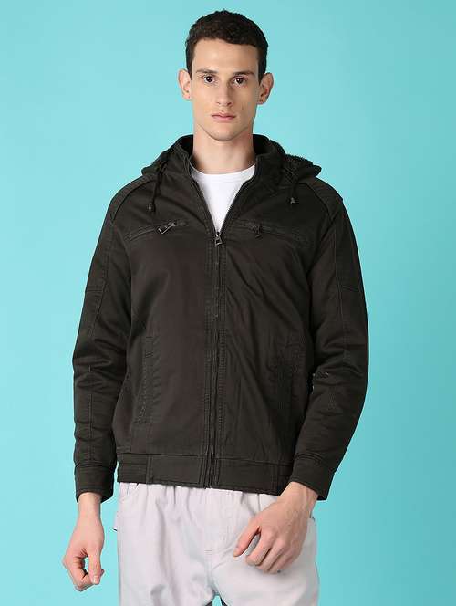 men solid long sleeve bomber jacket - 21580110 -  Standard Image - 0