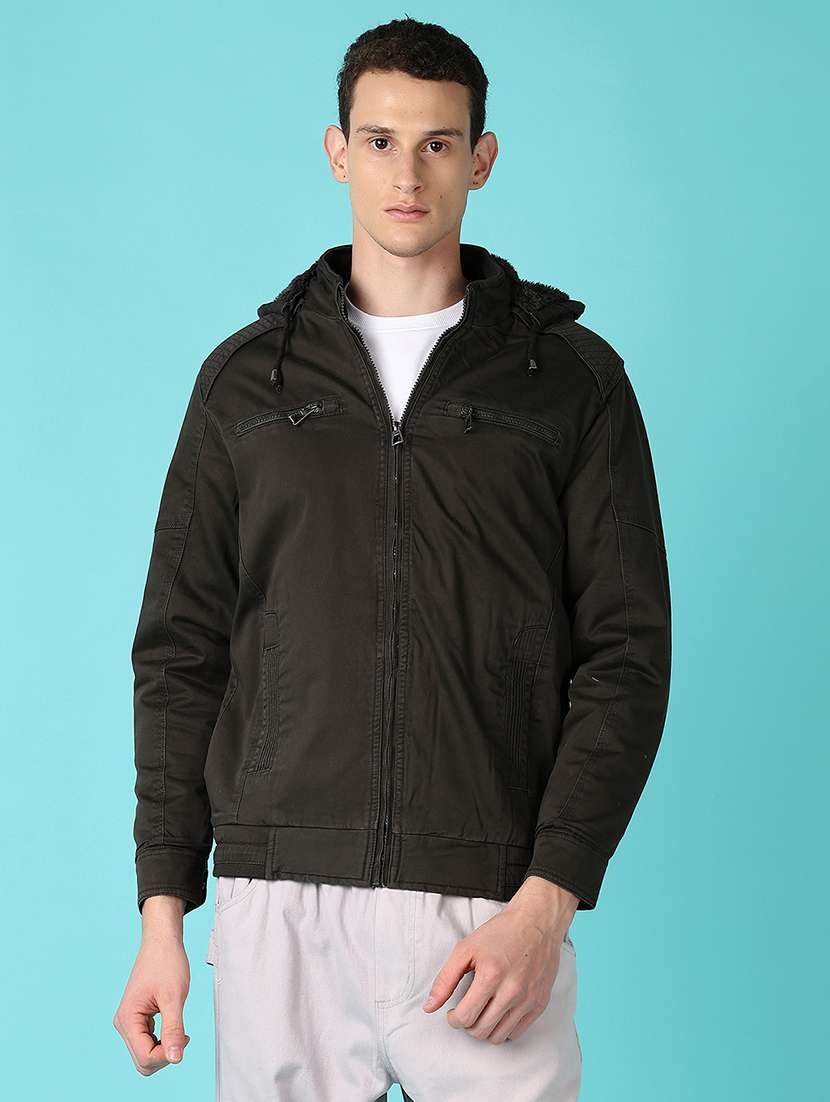 men solid long sleeve bomber jacket