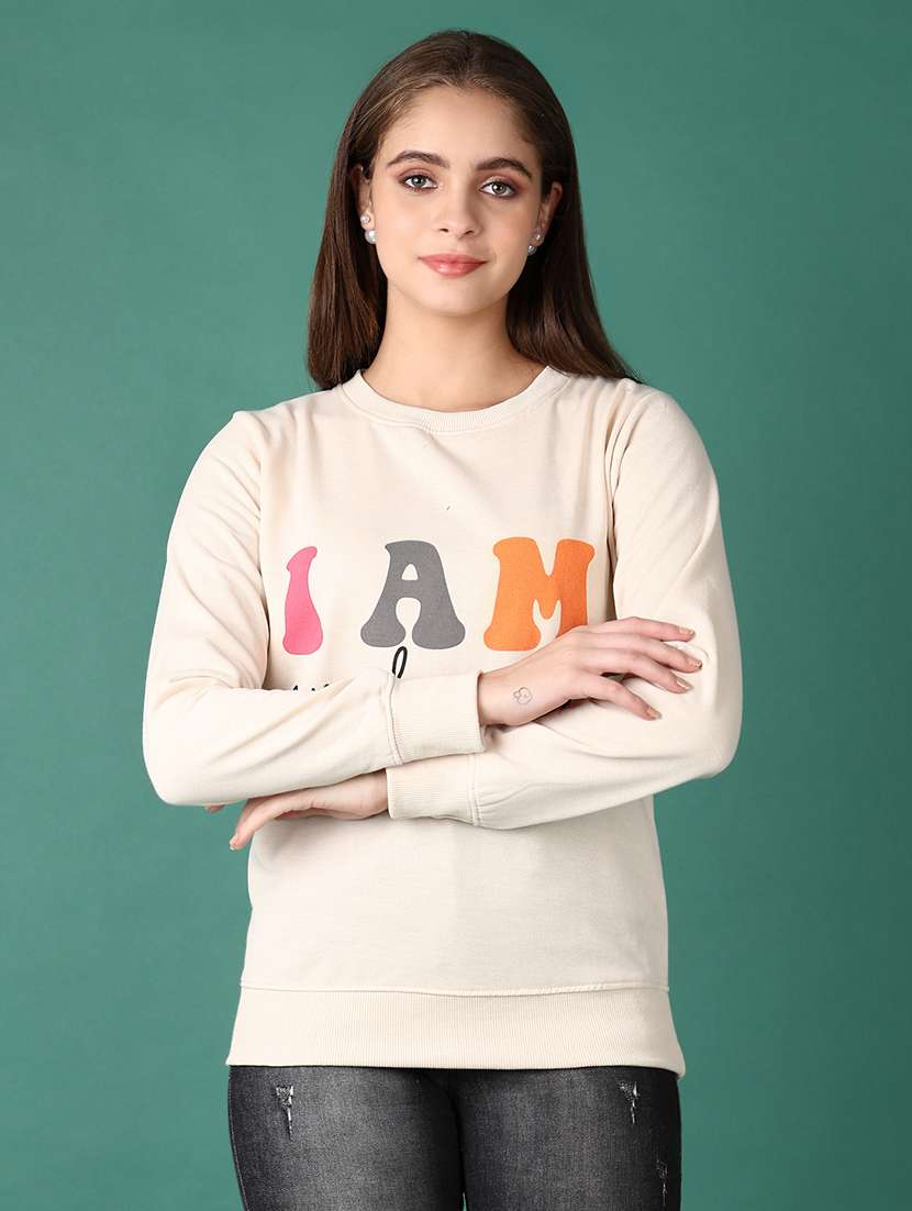 women front print long sleeves sweatshirt