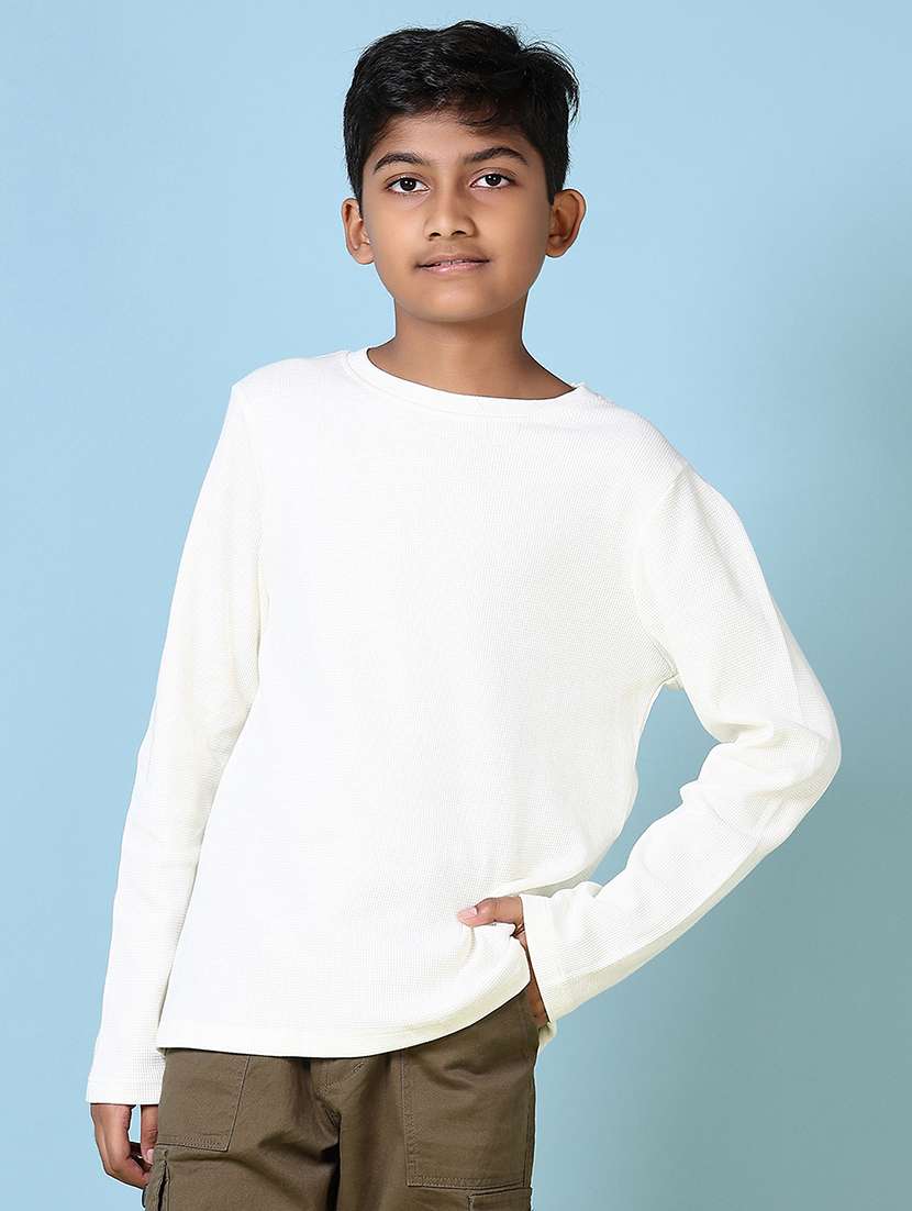 boys long sleeves plain t-shirt - 21580128 -  Zoom Image - 0