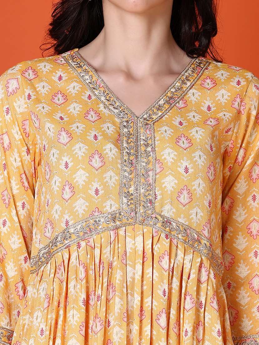 women three quarter sleeve a-line kurta - 21580140 -  Standard Image - 5