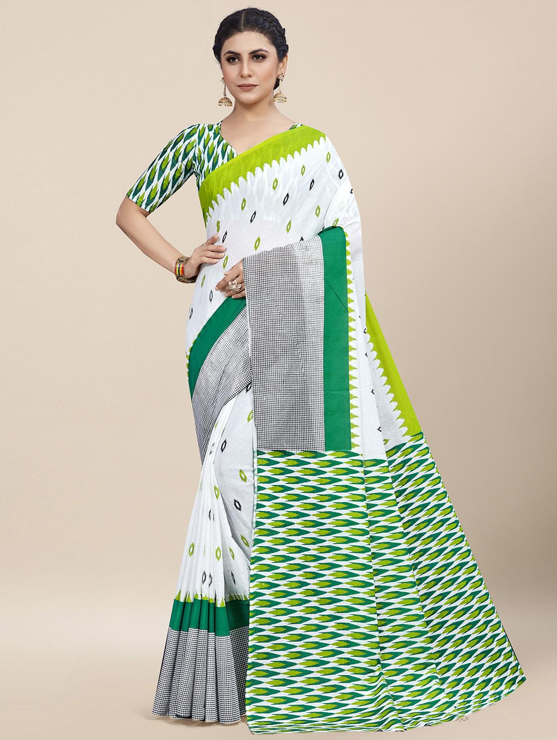 women ikat printed pure cotton saree with blouse - 21580827 -  Zoom Image - 0