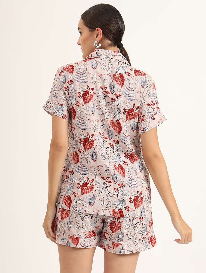 women printed shirt and shorts nightwear set - 21580849 -  Standard Image - 3