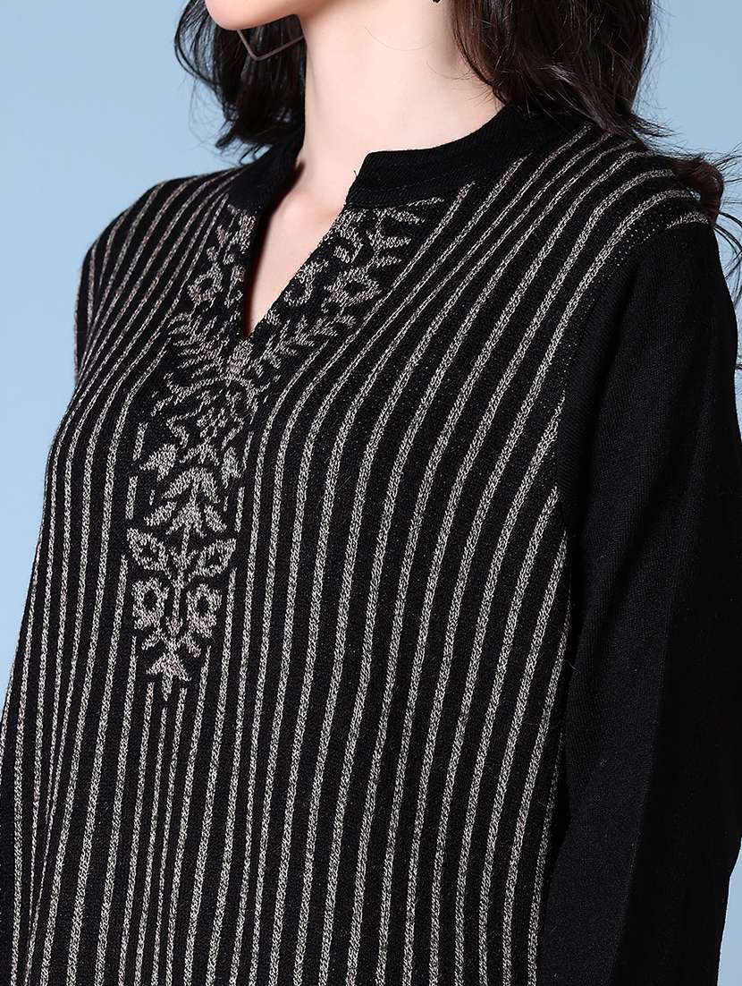 women mandarin neck woolen kurta - 21580910 -  Standard Image - 5