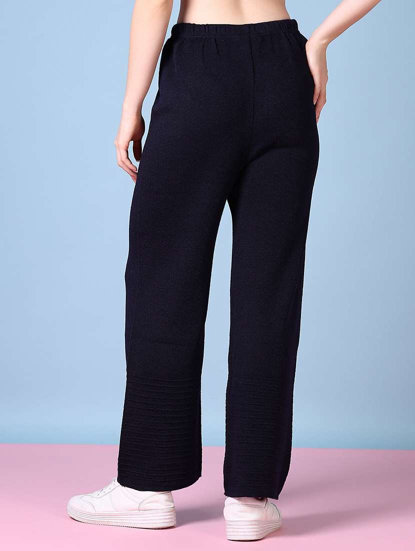 women navy blue solid palazzo - 21580914 -  Standard Image - 3