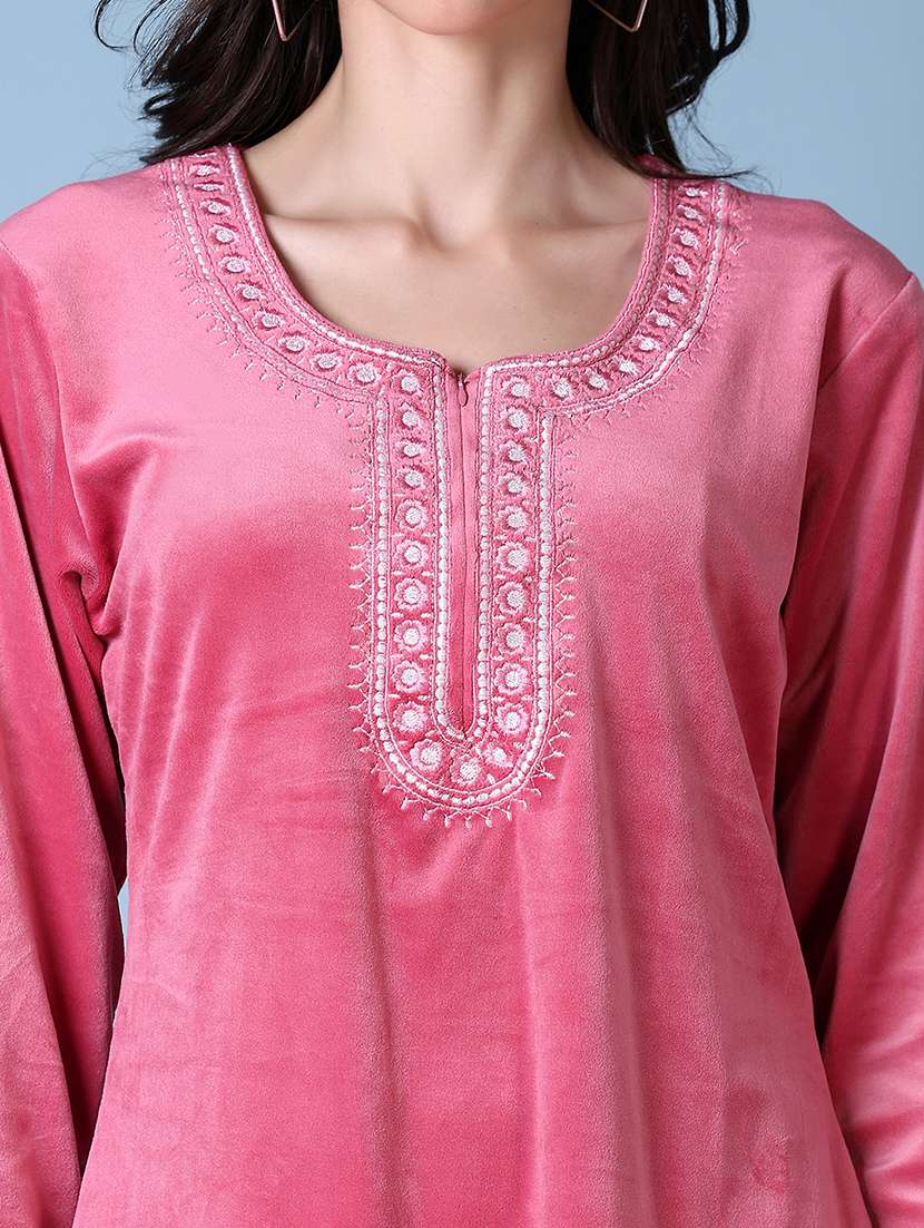 women pink embroidered kurta pant set - 21580936 -  Standard Image - 5