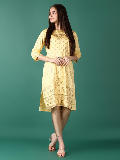 women printed three quarter sleeves straight kurta - 21580951 -  Standard Image - 0
