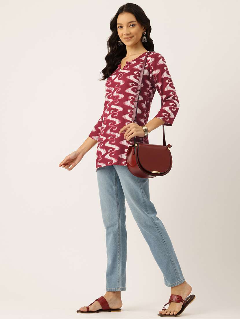 women three quarter sleeve straight kurti - 21581170 - Standard Image - 3